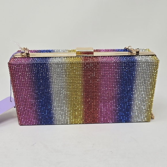 NWT Jill & Ally Multicolor Rhinestone Convertible Rainbow Clutch Purse B… - Picture 6 of 10